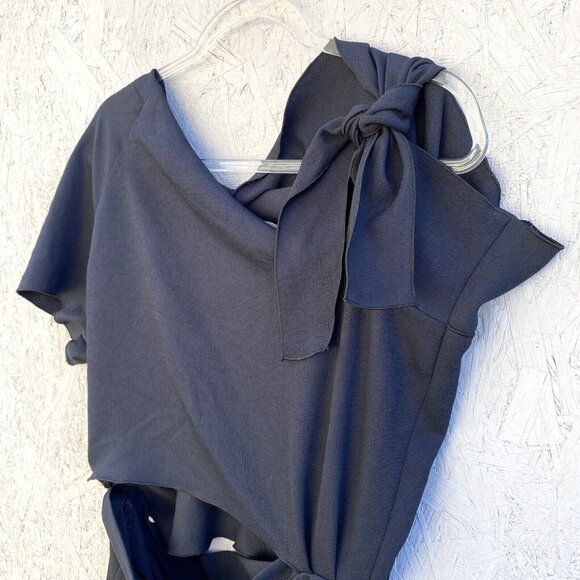 Rachel Comey Tie Shoulder Cut Out Waist Straight Leg Crepe Jumpsuit Sz 8 Navy - Picture 4 of 14